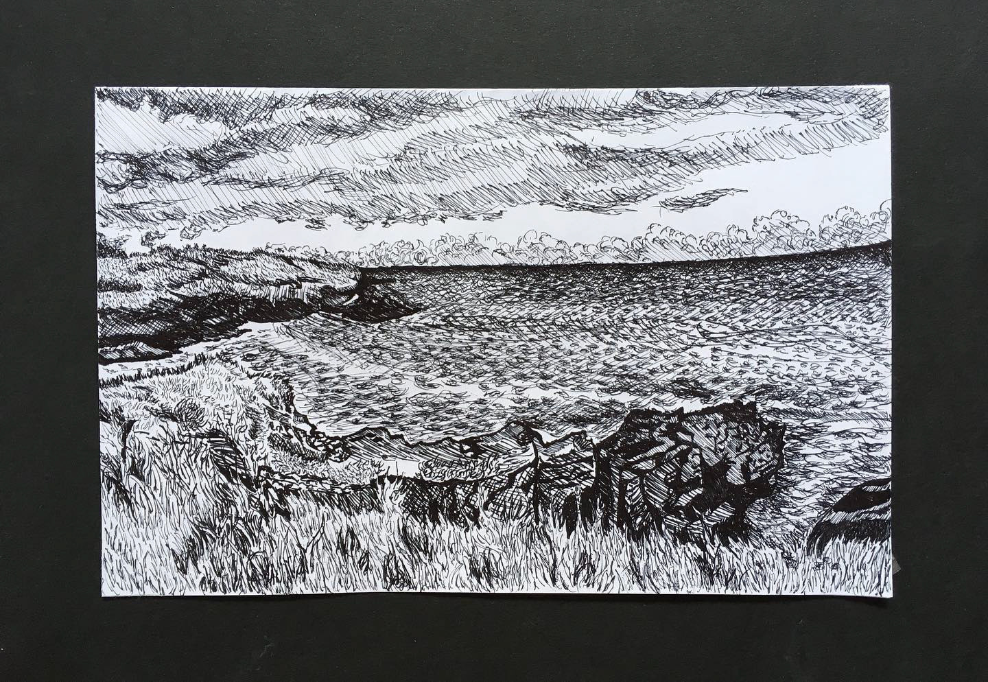 "Ocean". Black marker on paper. 6/16/19