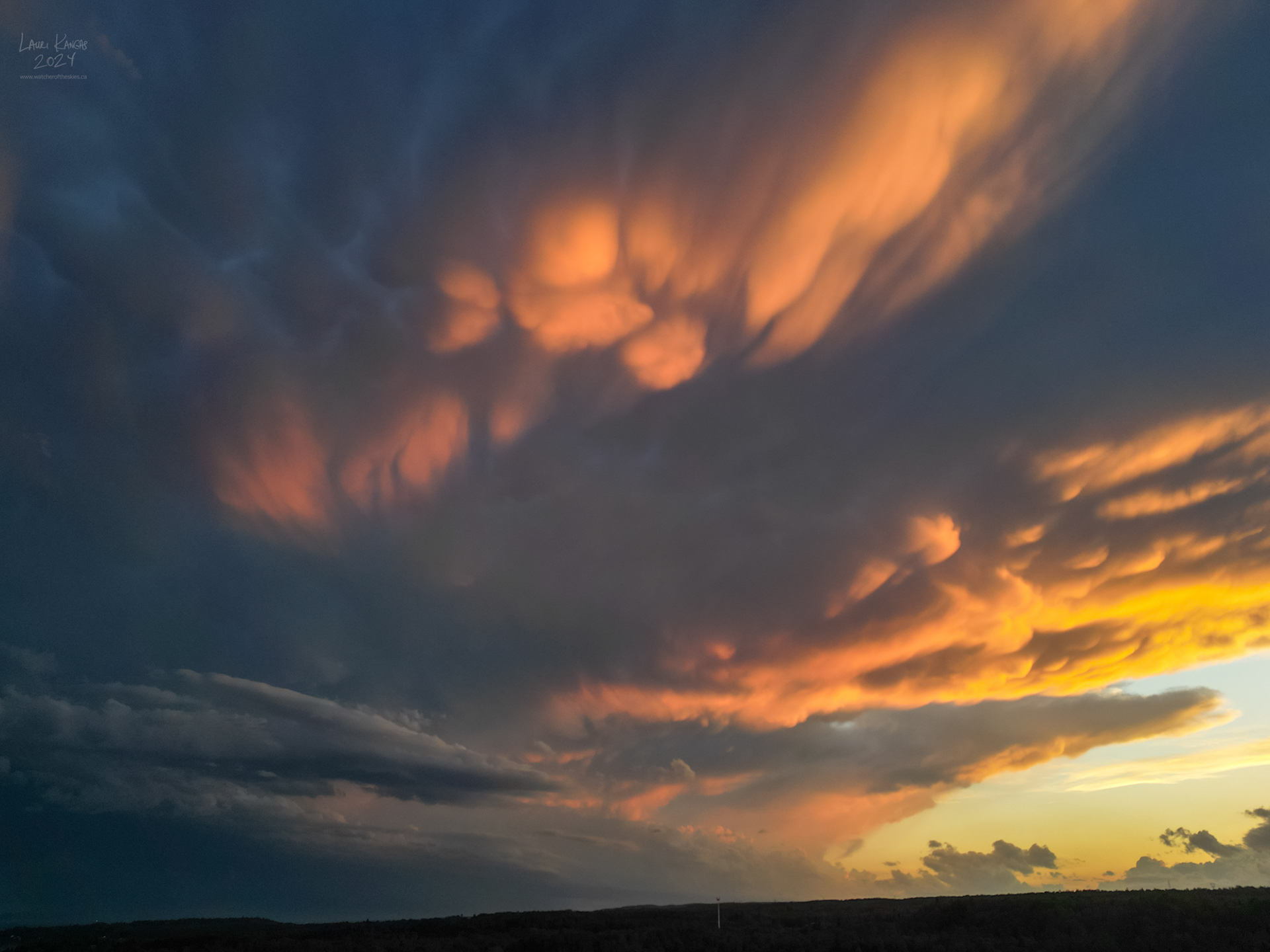 Drone image of mammatus clouds from Amethyst Bay on Lake Superior - June 12 2024