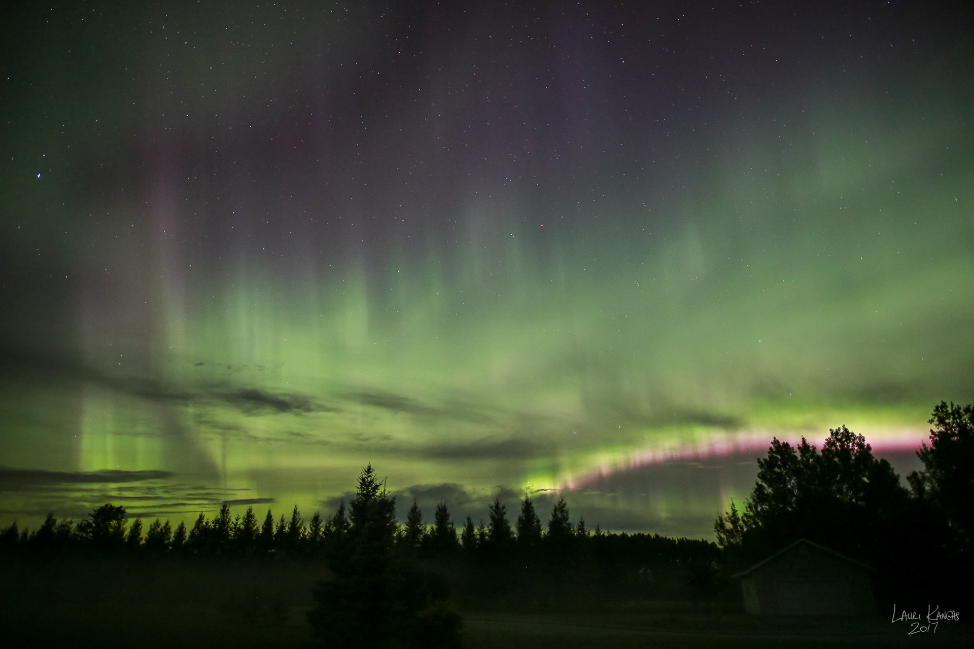 Pink Aurora (lower right) - September 28, 2017