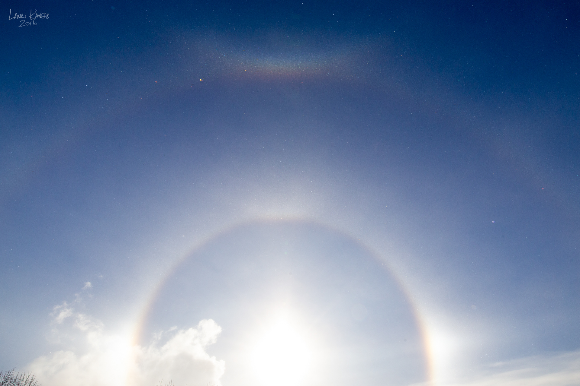 22° Solar Halo, Sundogs, Parhelic Circle, Supralateral Arc, Upper Tangent and Circumzenital Arcs