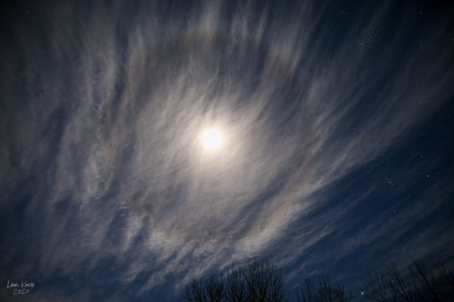 22° Lunar Halo in Cirrostratus Clouds - December 2, 2020