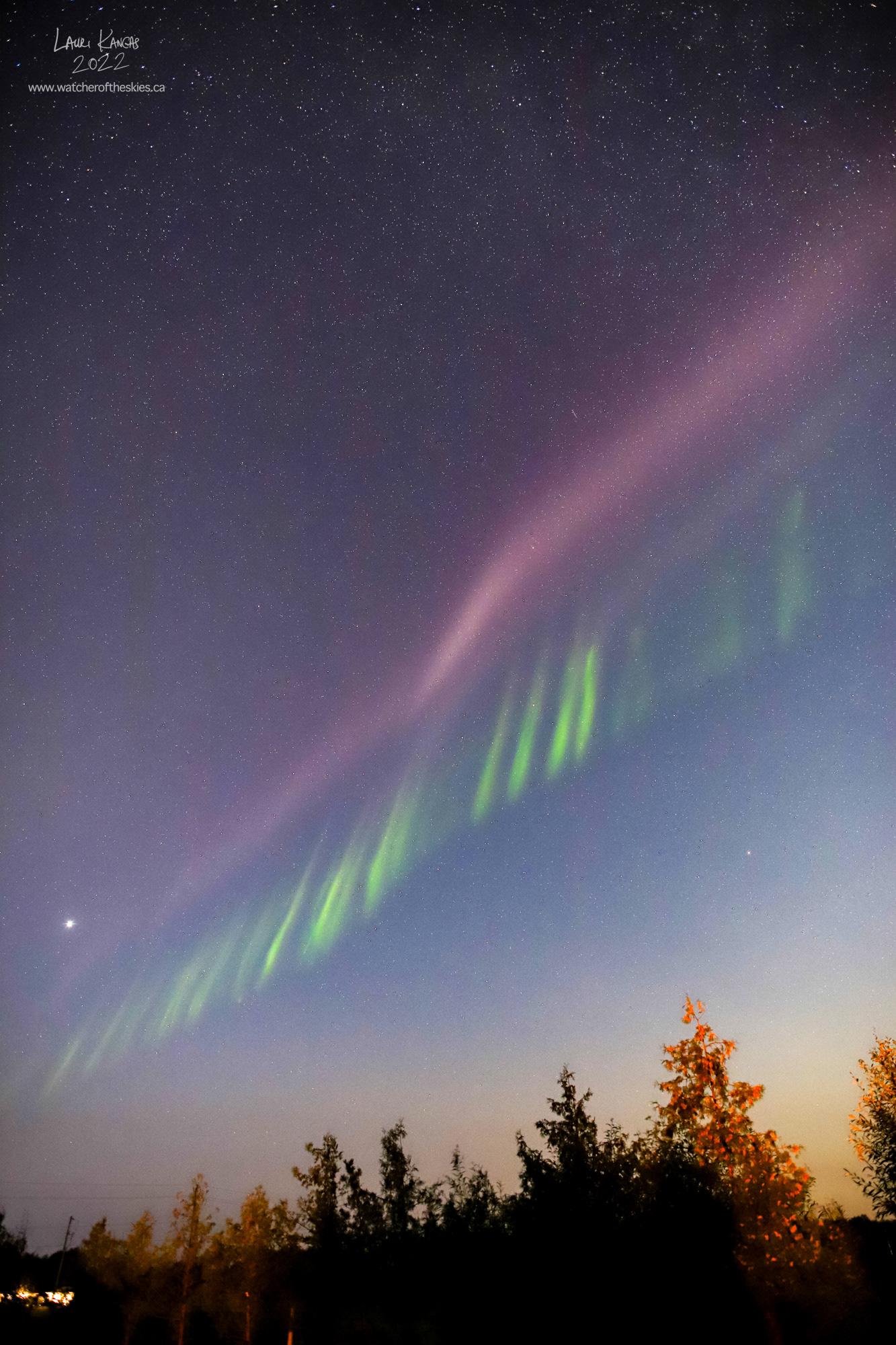 STEVE appeared briefly during the G1 Geomagnetic Storm on September 4, 2022