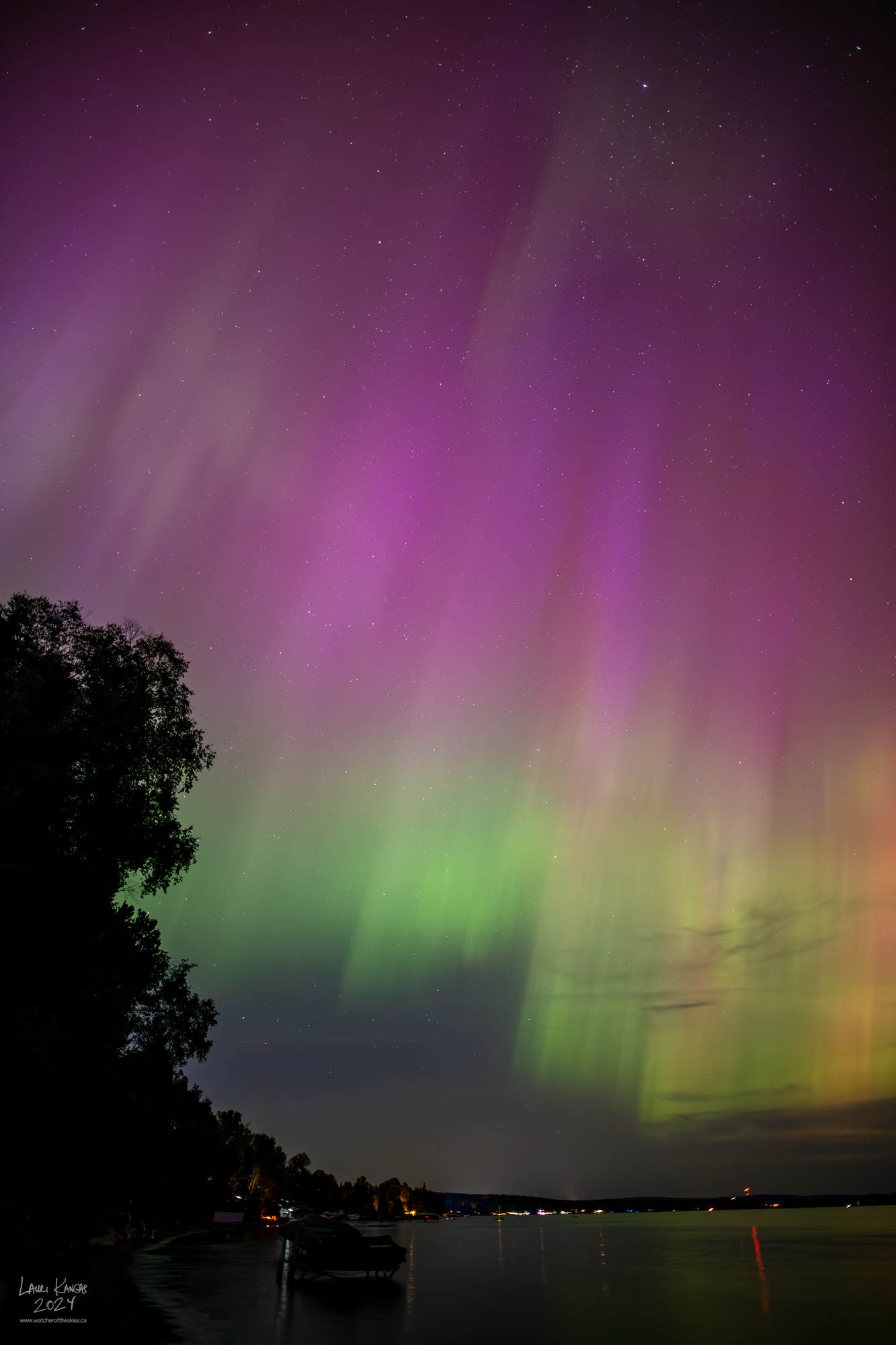 Strong G4 Aurora over Amethyst Bay on Lake Superior