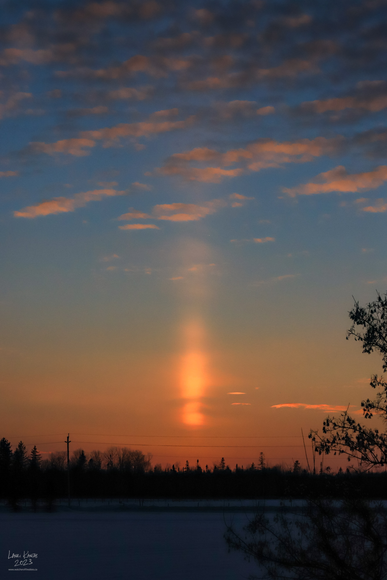Evening Sun Pillar - January 21, 2023
