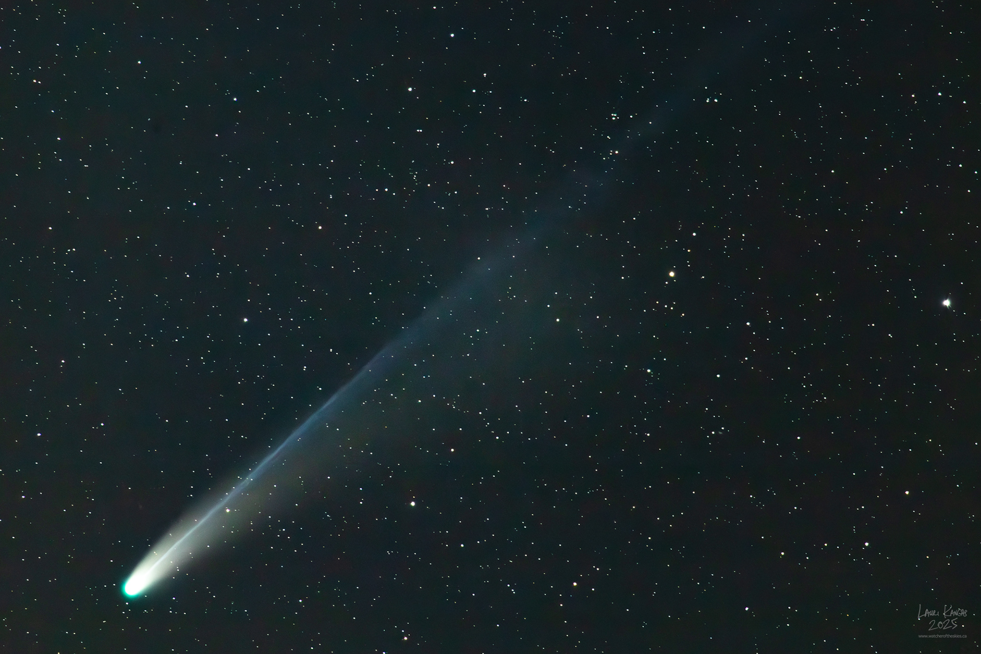 The comet's tail is getting shorter - imaged on October 27 2025 at 400mm focal length