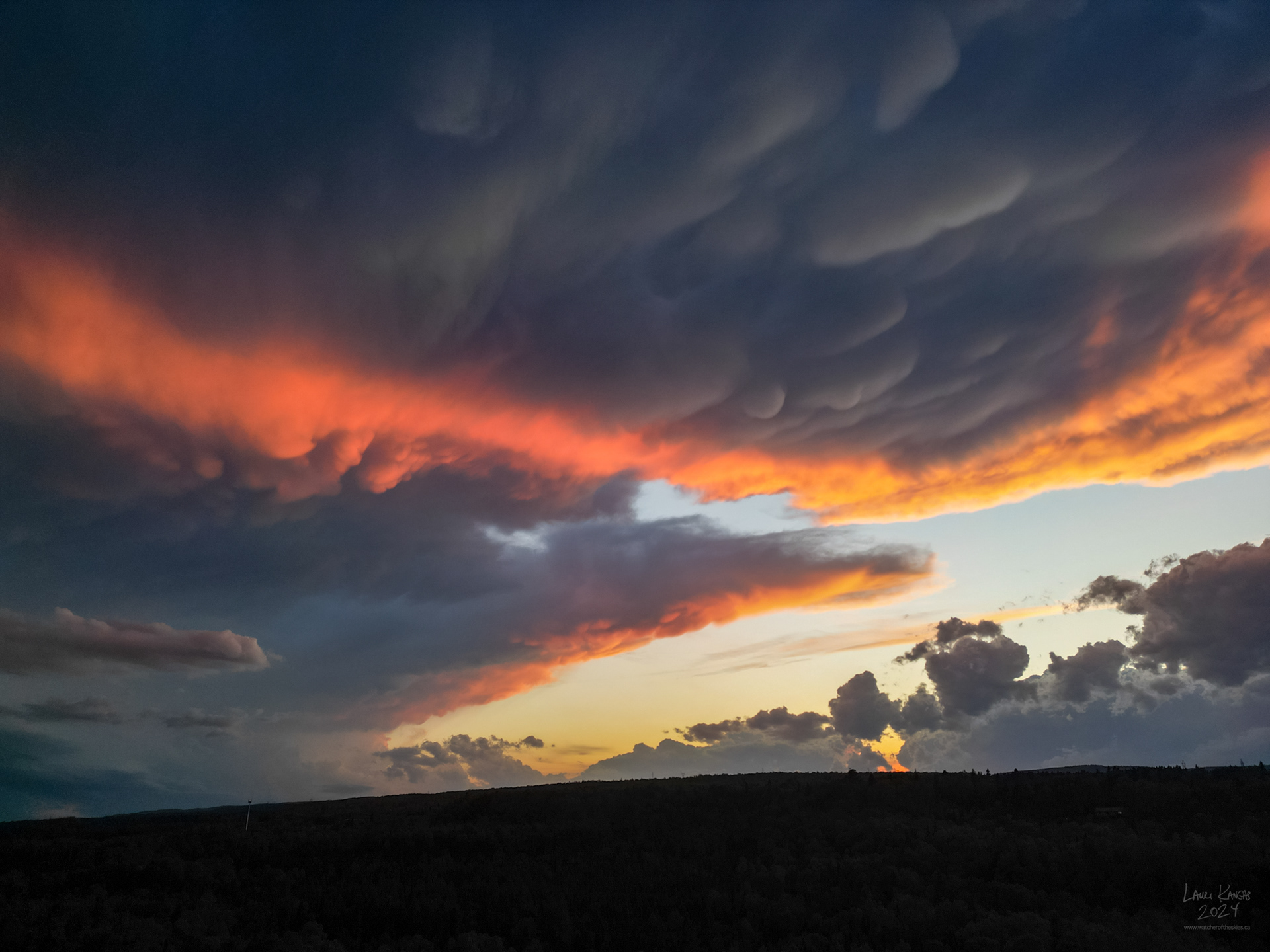 Drone image of mammatus clouds from Amethyst Bay on Lake Superior - June 12 2024