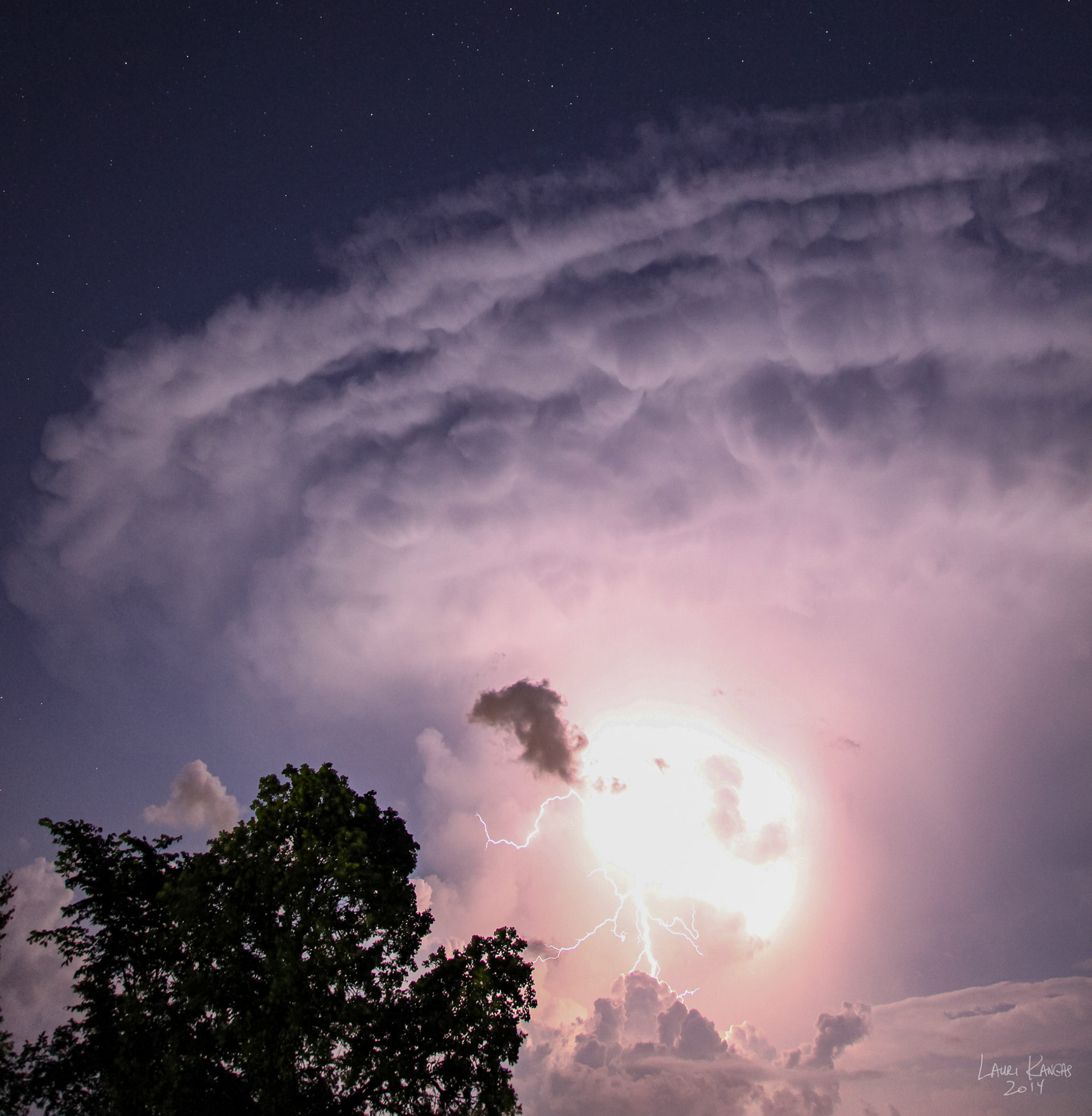Lightning in Massive Storm Cell - July 20, 2014