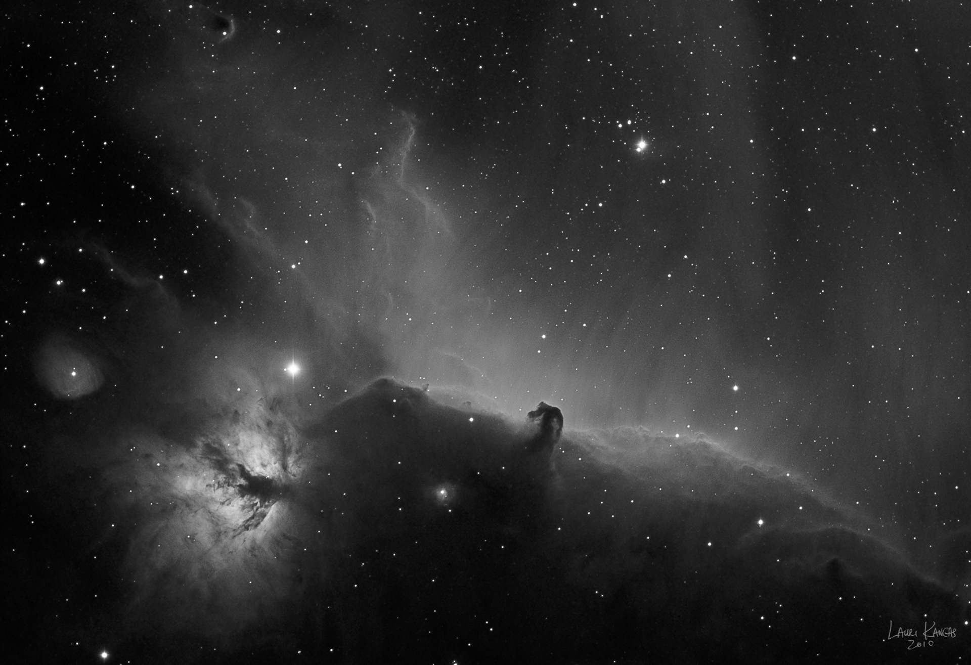 The Horsehead and Flame Nebula in Hydrogen-Alpha