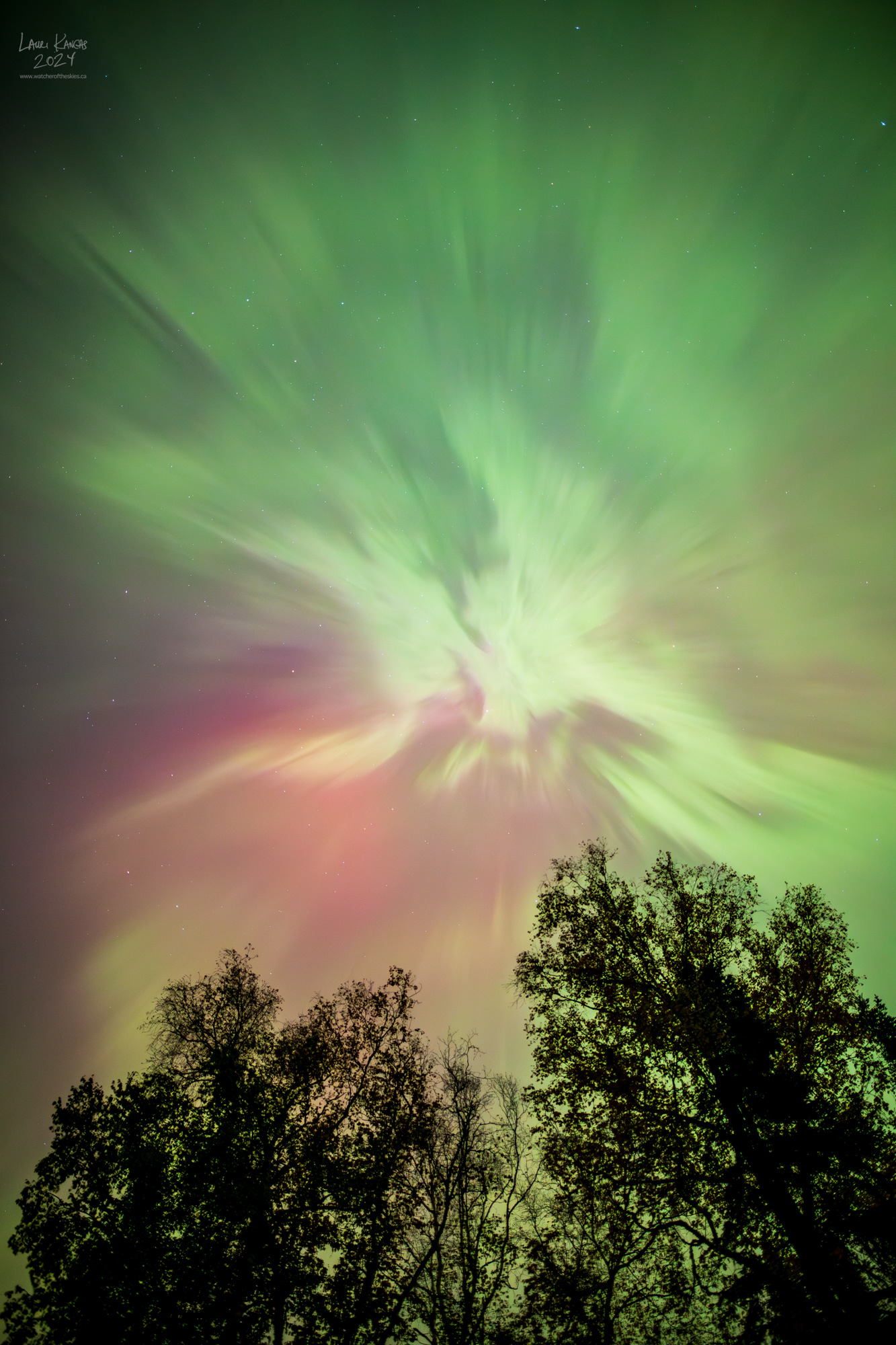 Auroral Corona during severe G4 Geomagnetic Storm over Amethyst Bay
