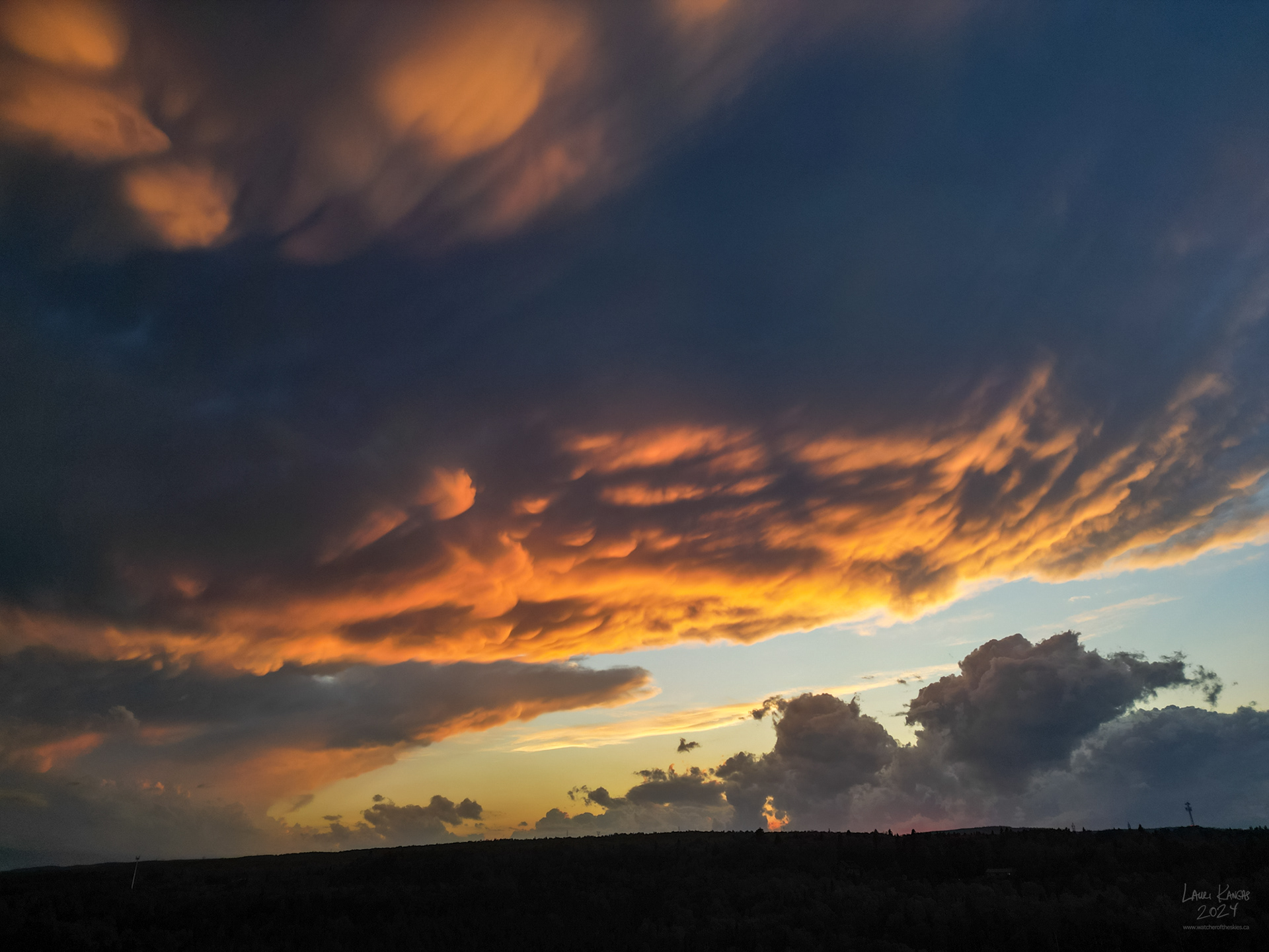 Drone image of mammatus clouds from Amethyst Bay on Lake Superior - June 12 2024