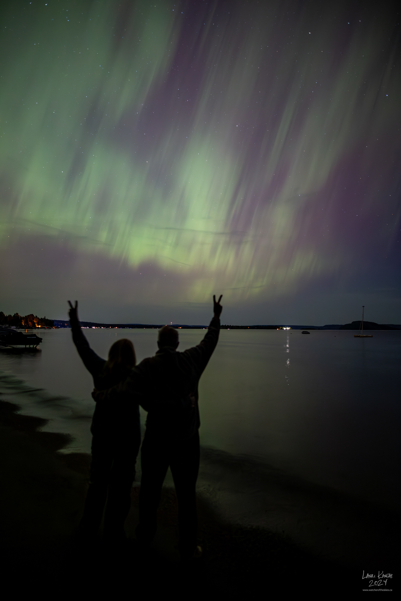 Strong G4 Aurora over Amethyst Bay on Lake Superior