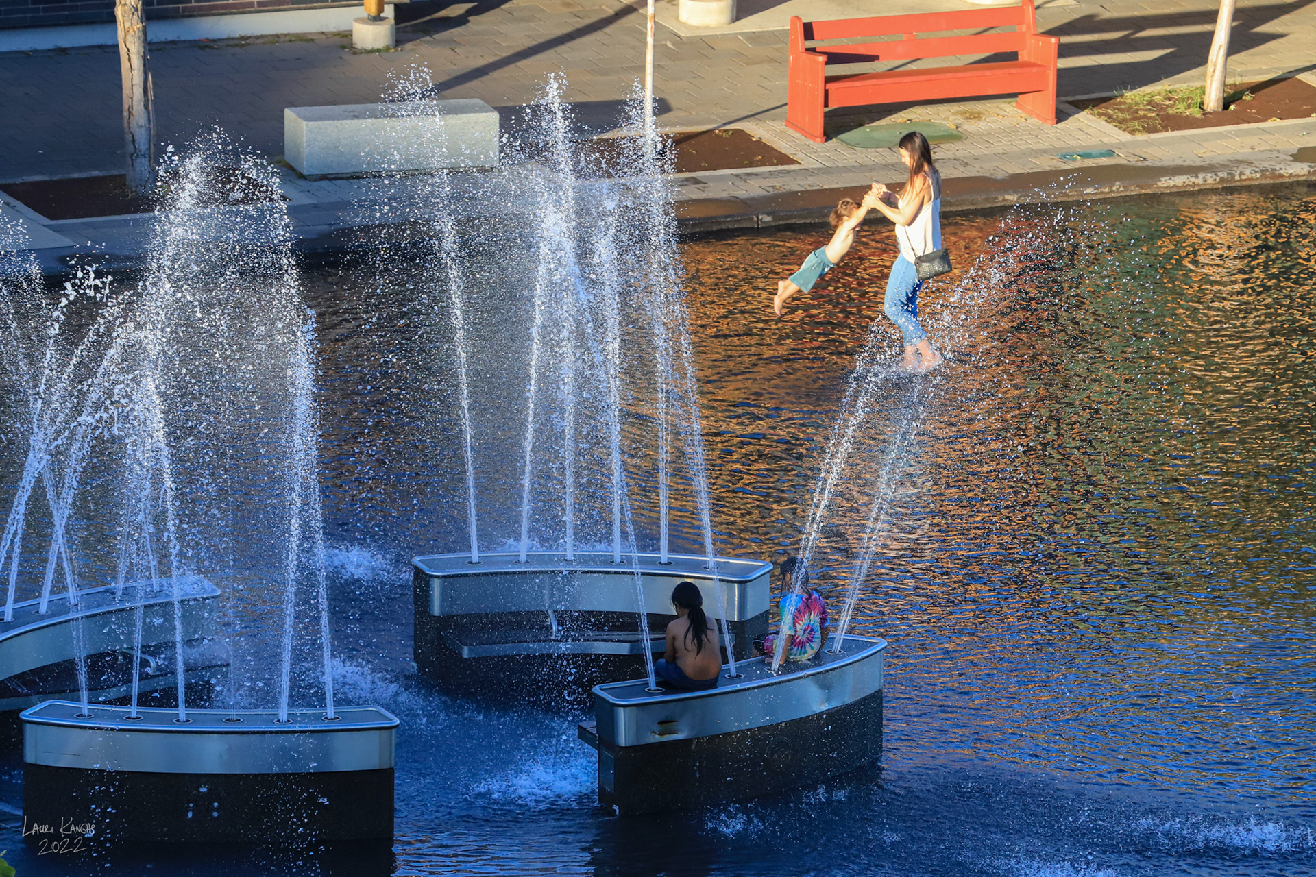 The splashpad at Prince Arthur's Landing - Marina Park