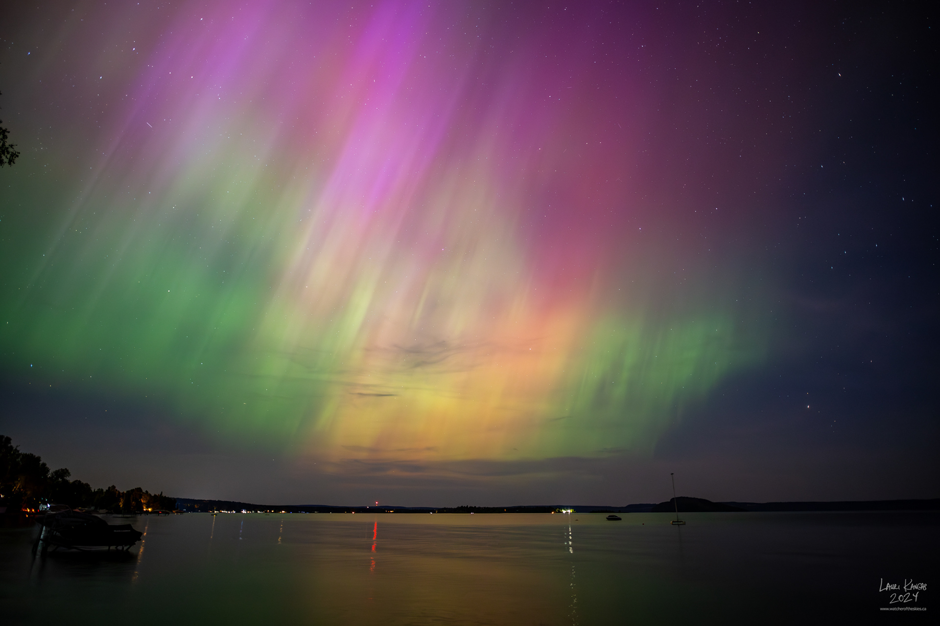 Strong G4 Aurora over Amethyst Bay on Lake Superior