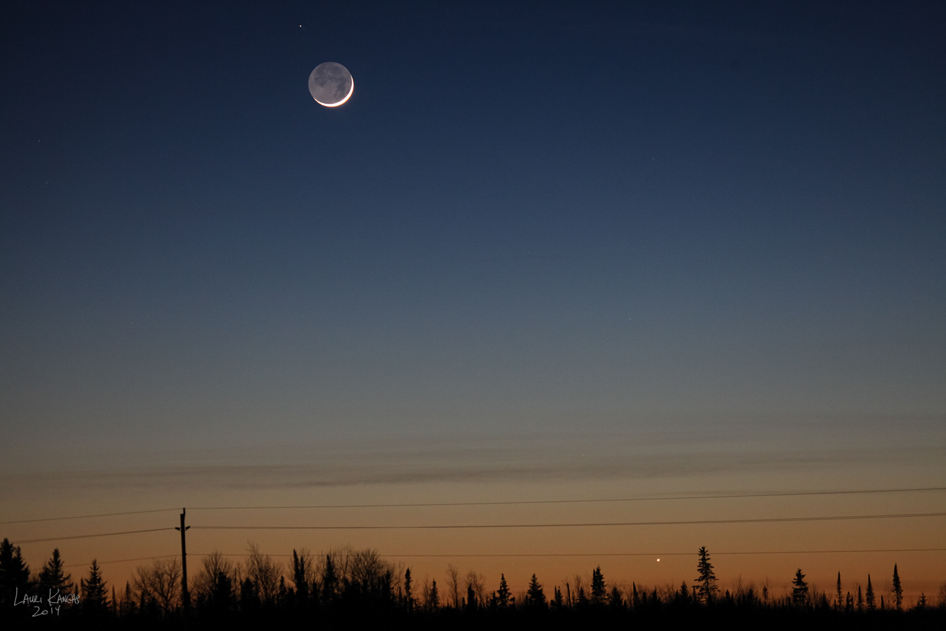 The Moon and Venus (lower right) - January 2, 2014