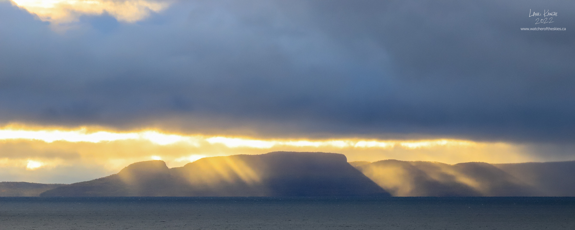 Morning Sun Rays Illuminate the Sleeping Giant Peninsula (Nanabijou) - Thunder Bay, Ontario - October 5, 2022