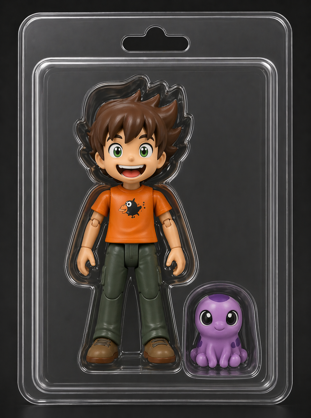 Blister-Matama - prototype de la bulle avec la figurine de Mat et de Missy intégrée.