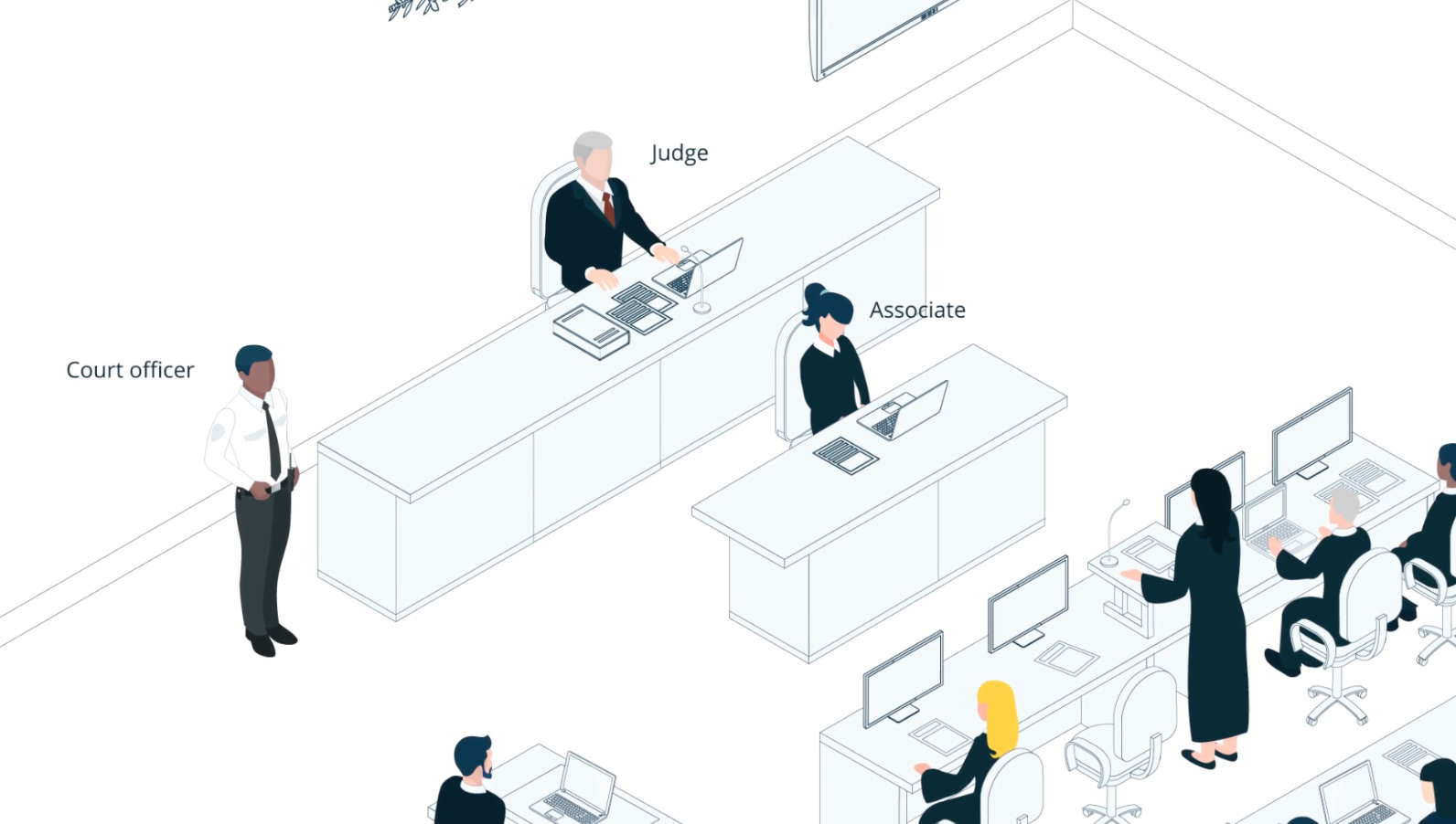 court room 2D animation video