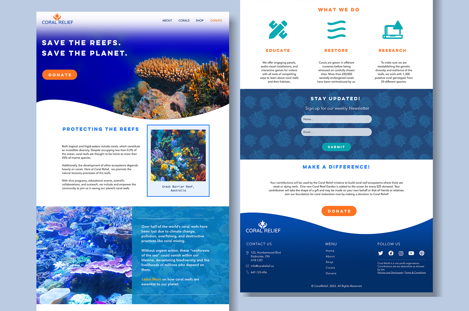 Coral Relief web design