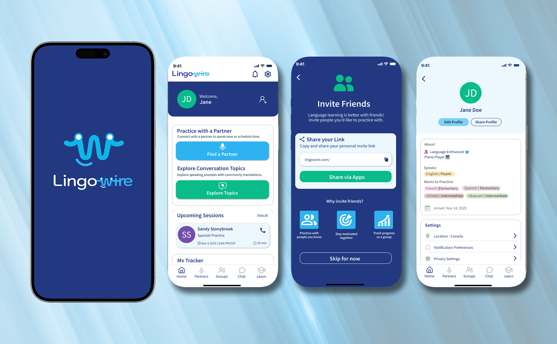 Lingowire app design