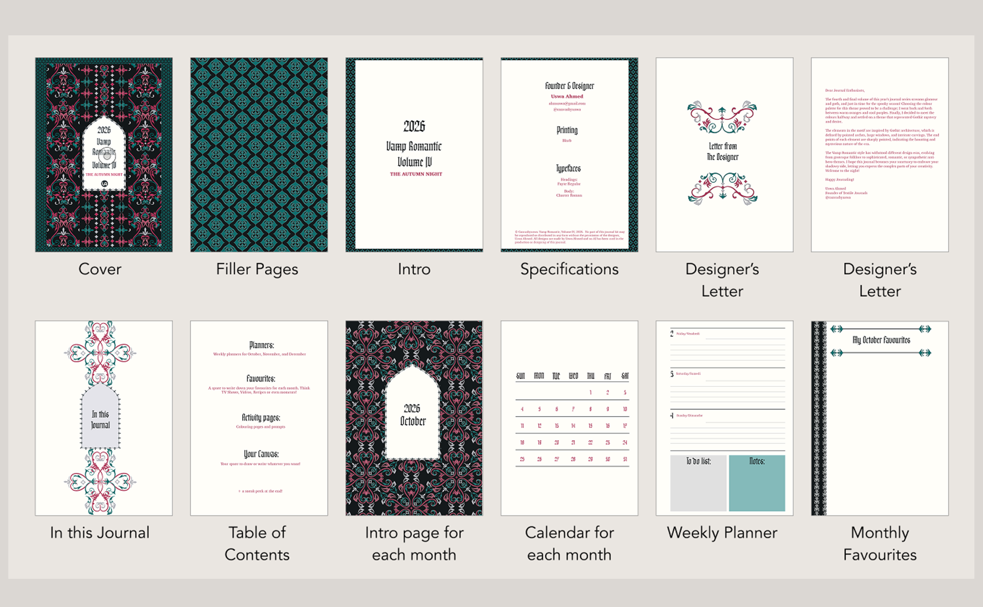 Vamp Romantic journal contents