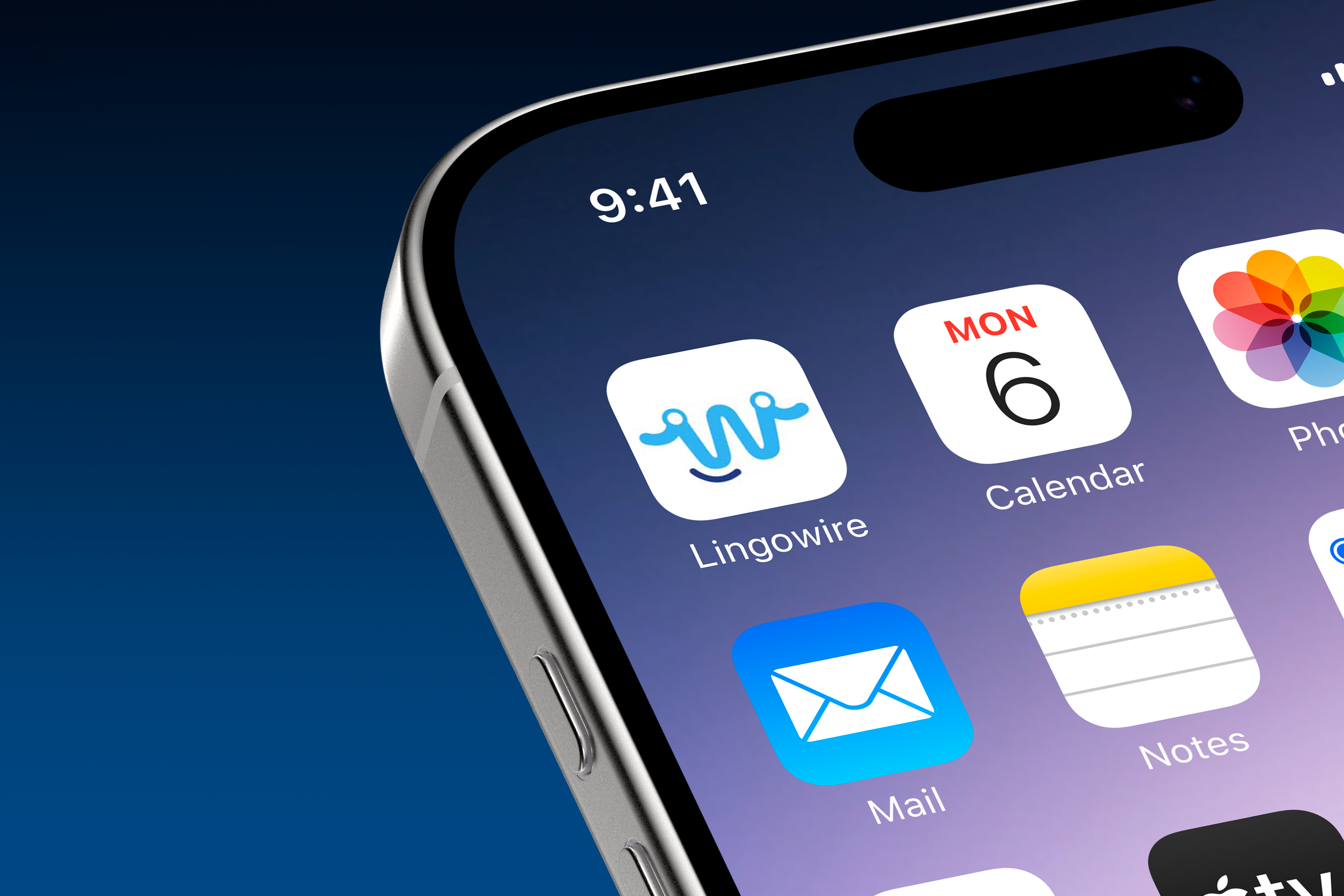 Lingowire logo mockup on phone