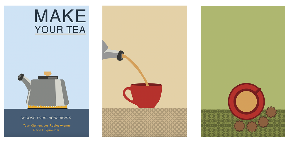 Poster series initial sketches and colours