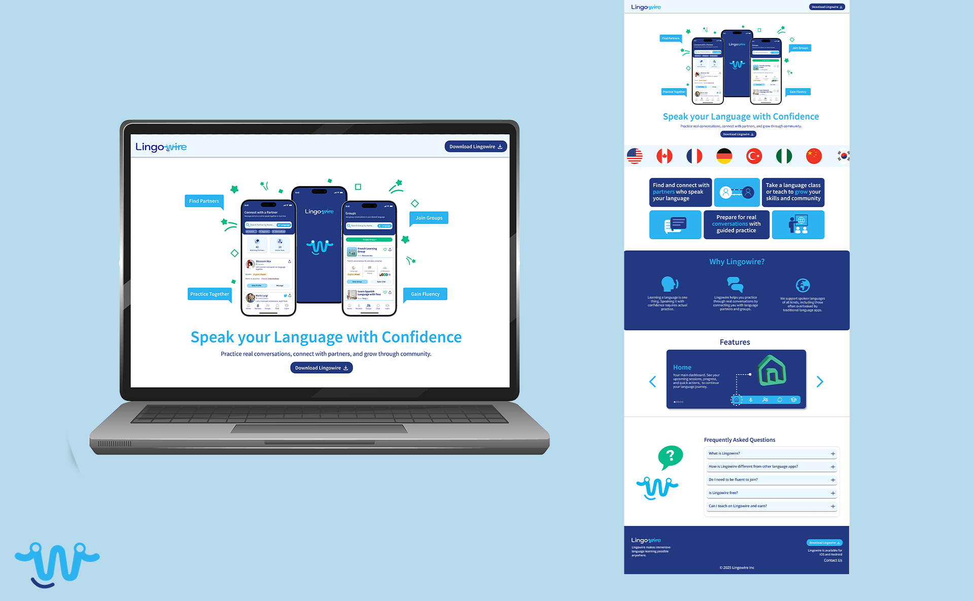 Lingowire App landing page
