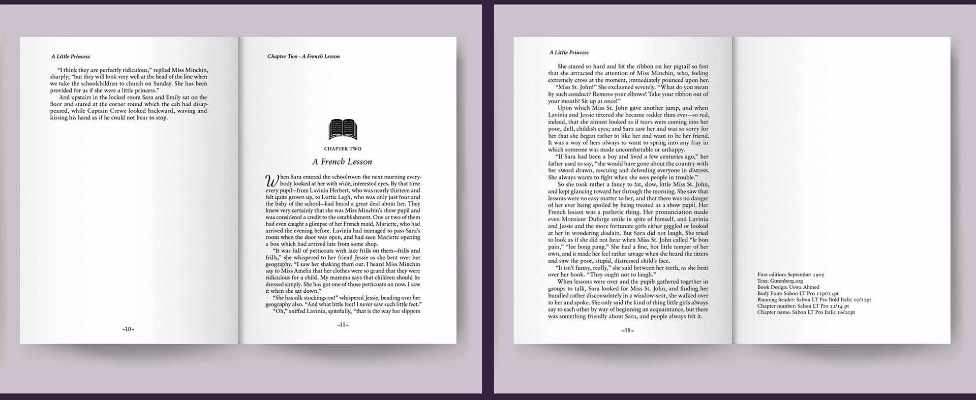 A Little Princess book specimen