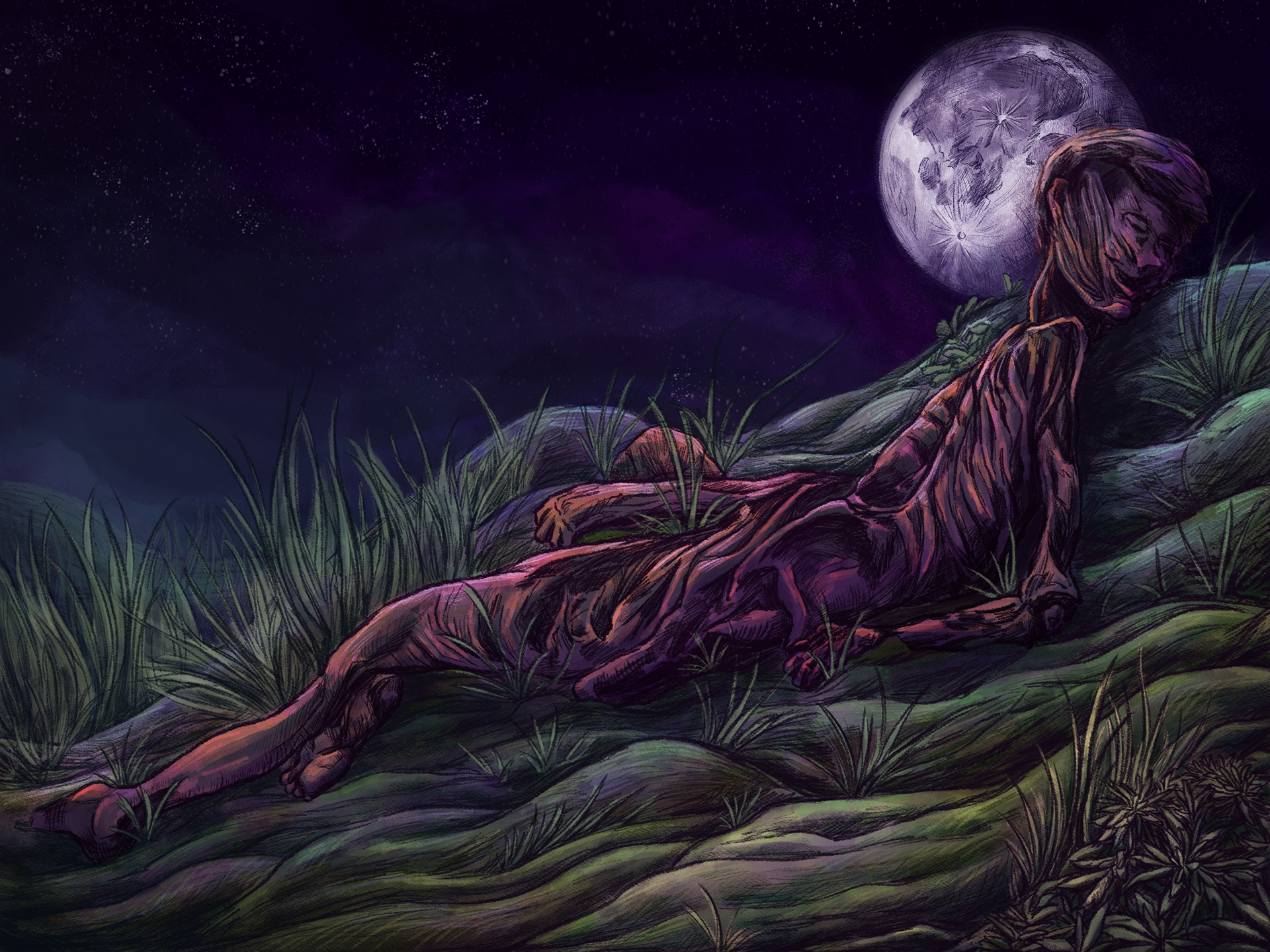 "Lying in Wait," 9 x 12 in.