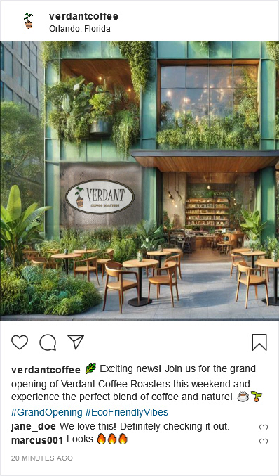 Verdant Coffee Roasters- Instagram Marketing Post