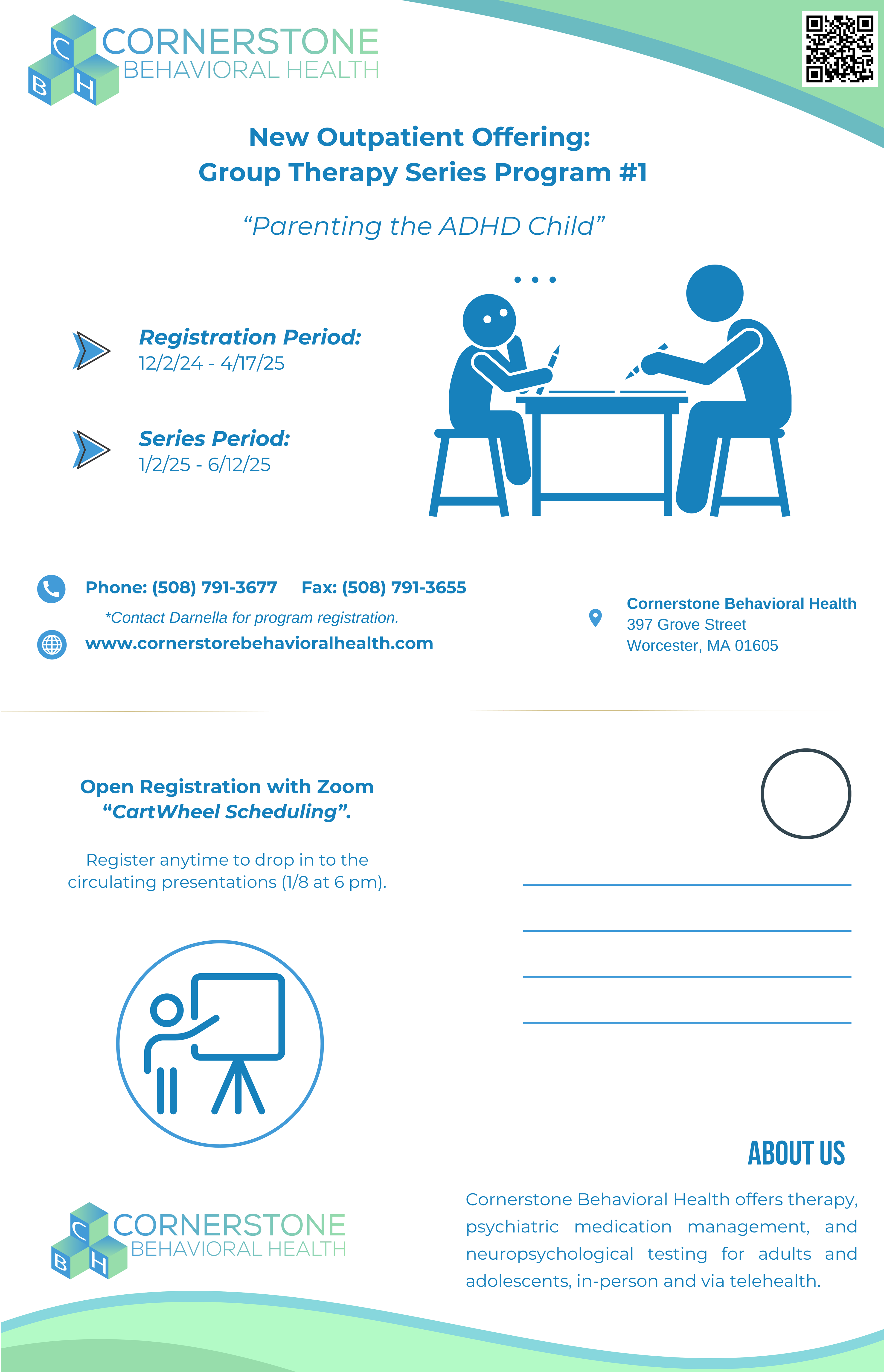 Massachusetts- Cornerstone Behavorial Health- ADHD Postcard