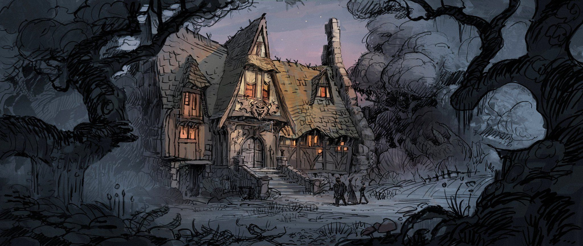 pixar concept art for past tavern exterior