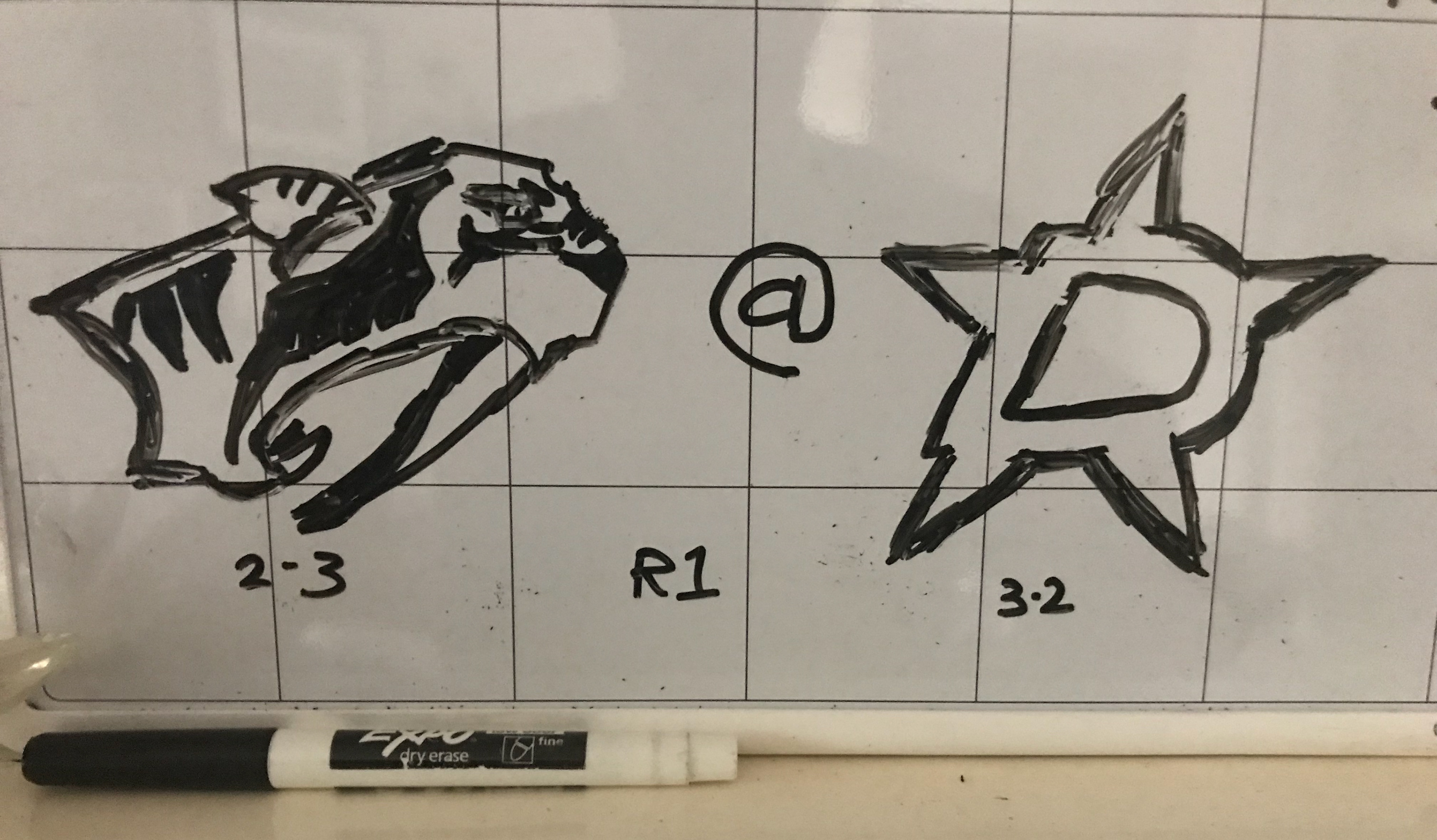 Predators vs. Stars playoff round 1 dry erase board.