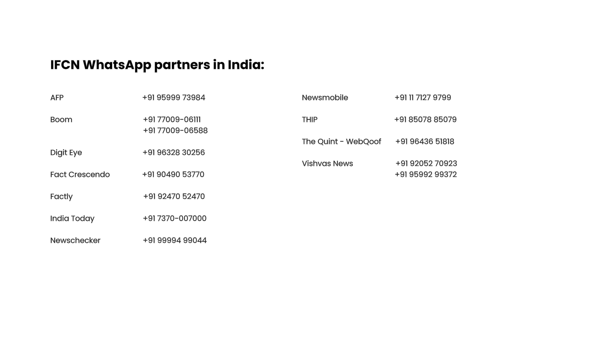 IFCN WhatsApp partners