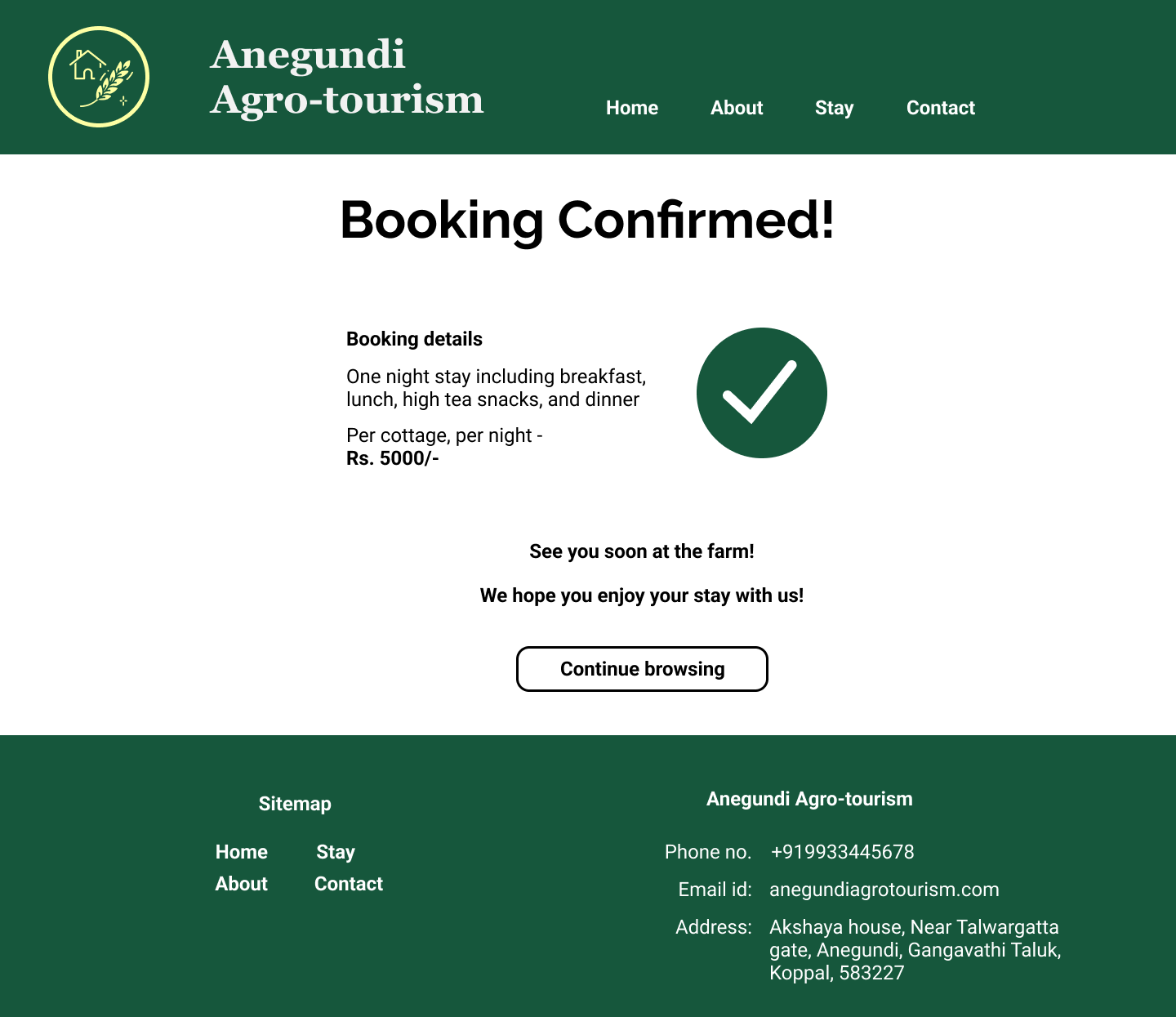 Booking confirmation