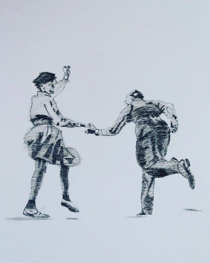 'May I have this Dance' 40 x 55cm, Charcoal, 2022