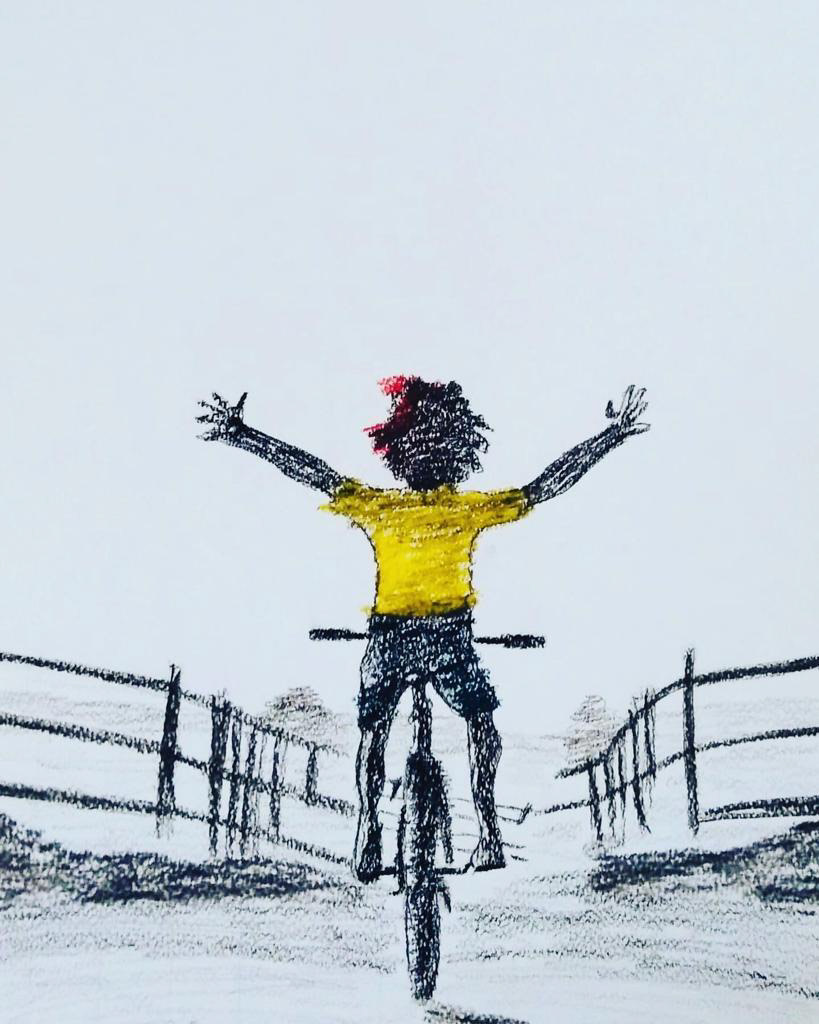 'Yes I can' 40 x 55cm, Charcoal & Oil Pastel, 2022 (SOLD)