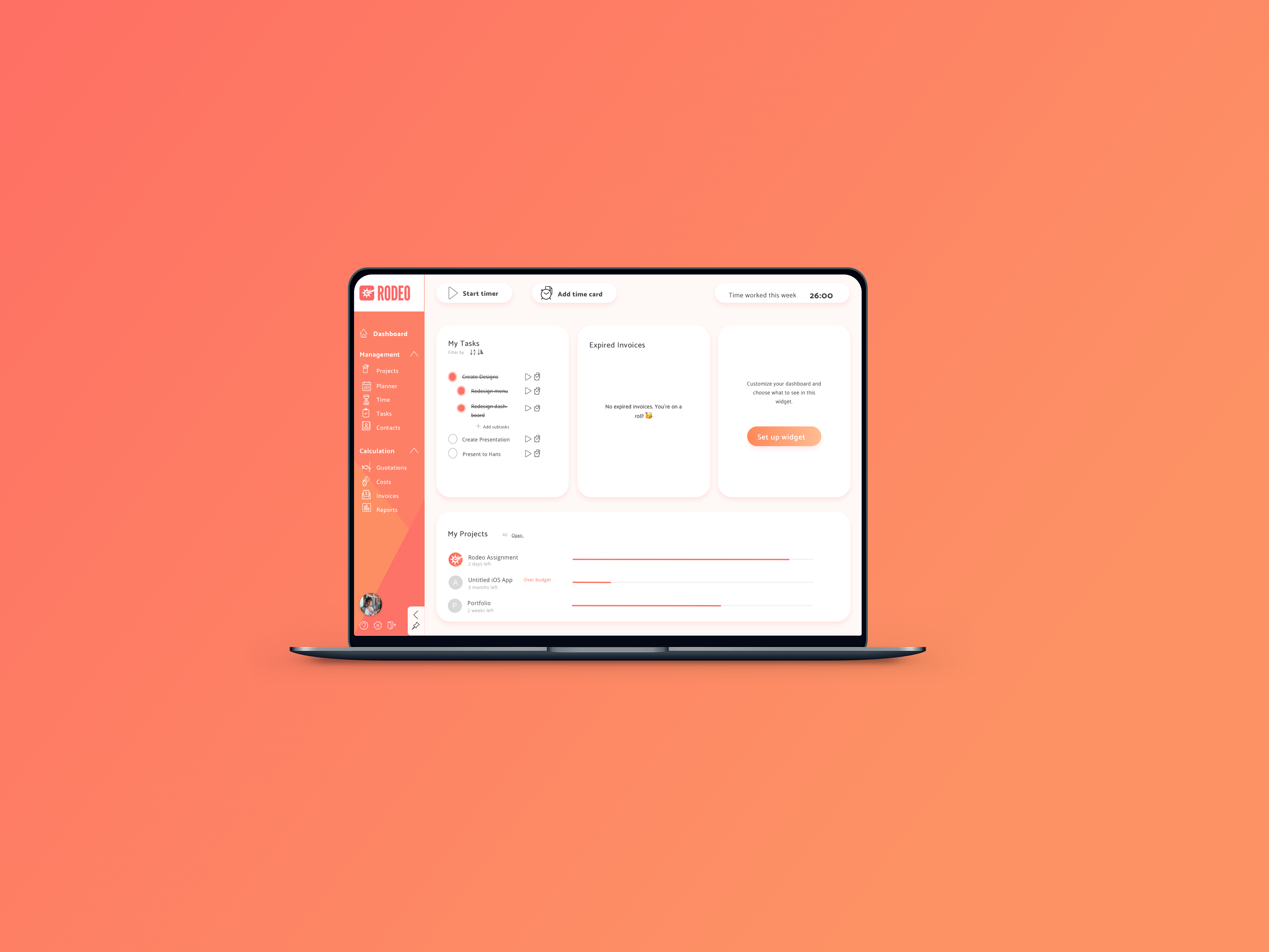 Rodeo dashboard page design by Eyal Yeruham - money shot