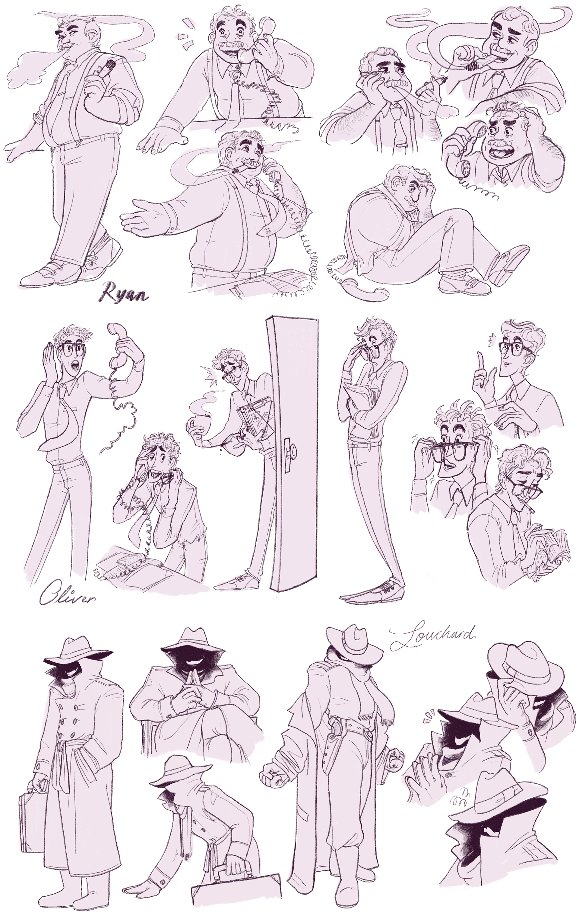 "The Parade" Radiodrama Character Expression Sheet
