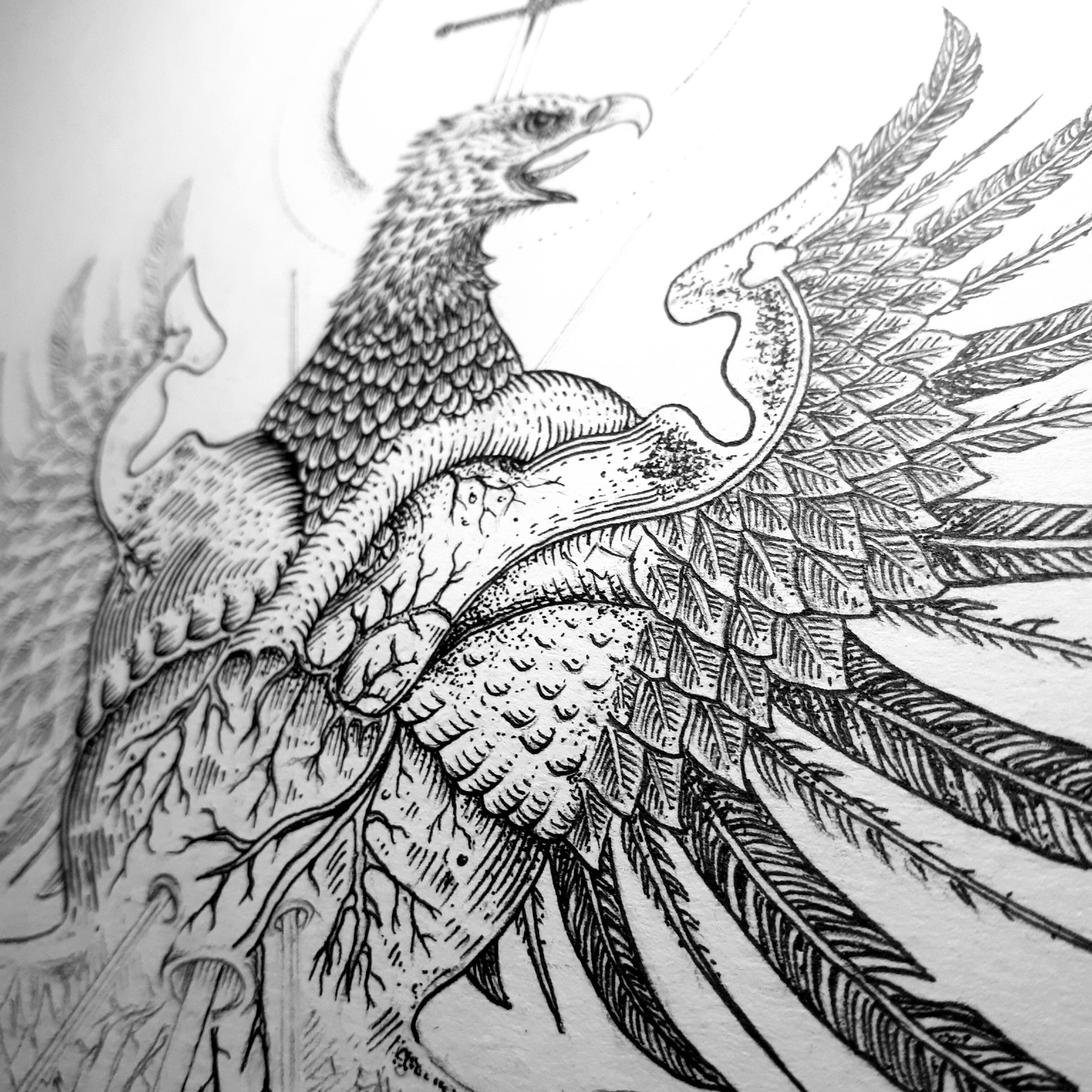 Entintando "Blessed by Pain" (detalle)