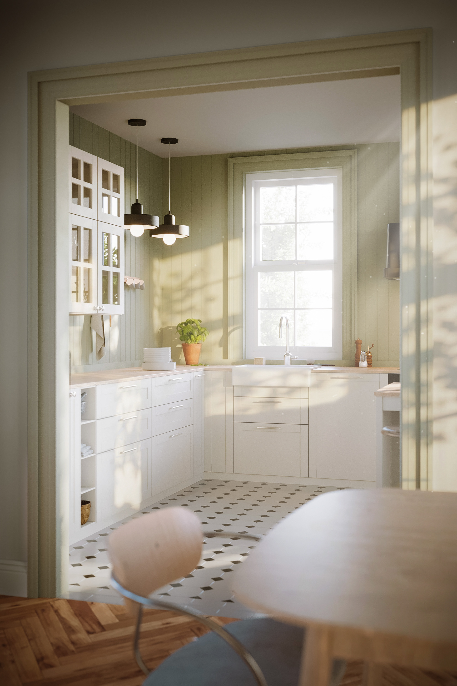 Pastel Cottage Kitchen - Broxburn, Scotland_Private client - Kitchen inspired by IKEA