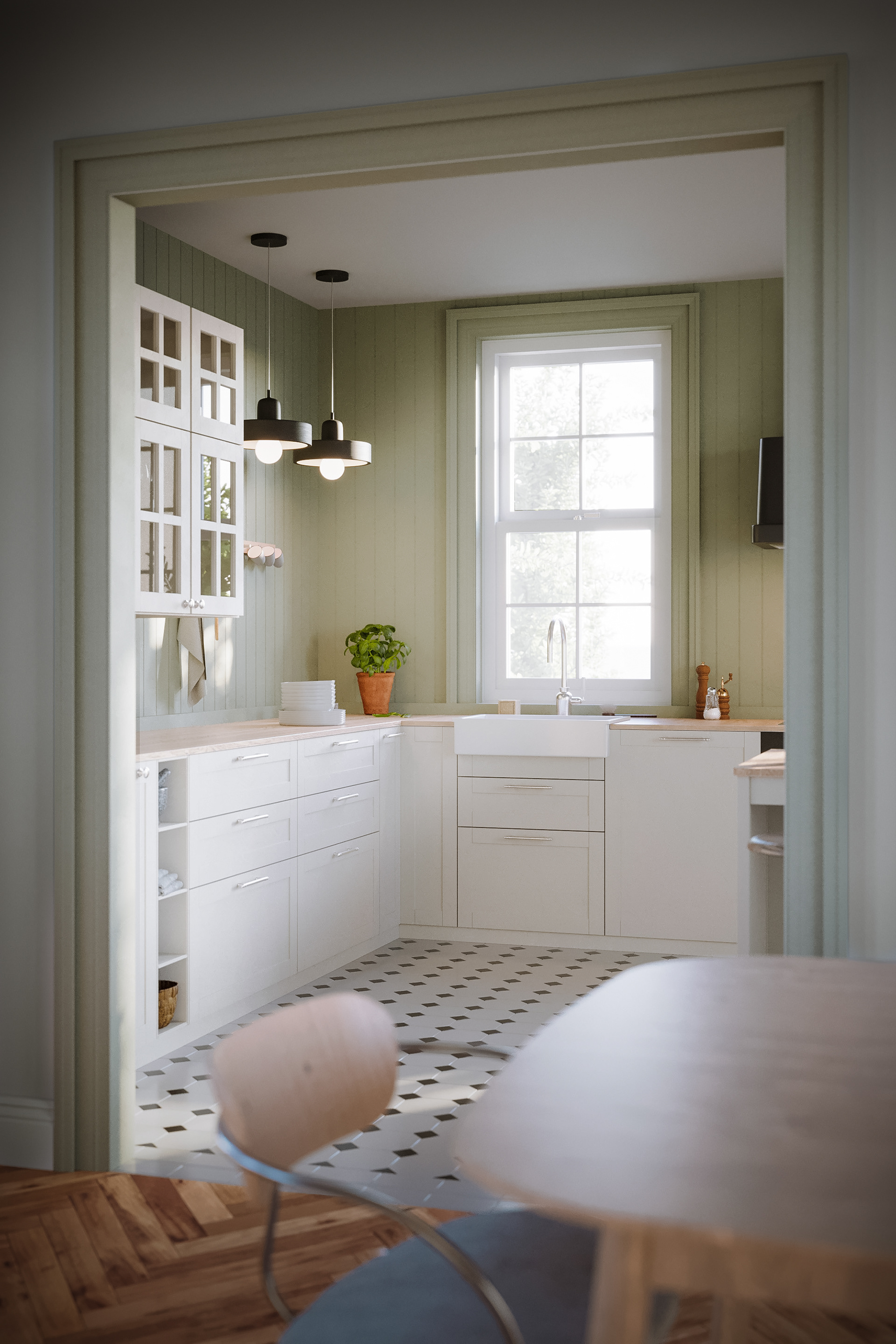 Pastel Cottage Kitchen - Broxburn, Scotland_Private client - Kitchen inspired by IKEA
