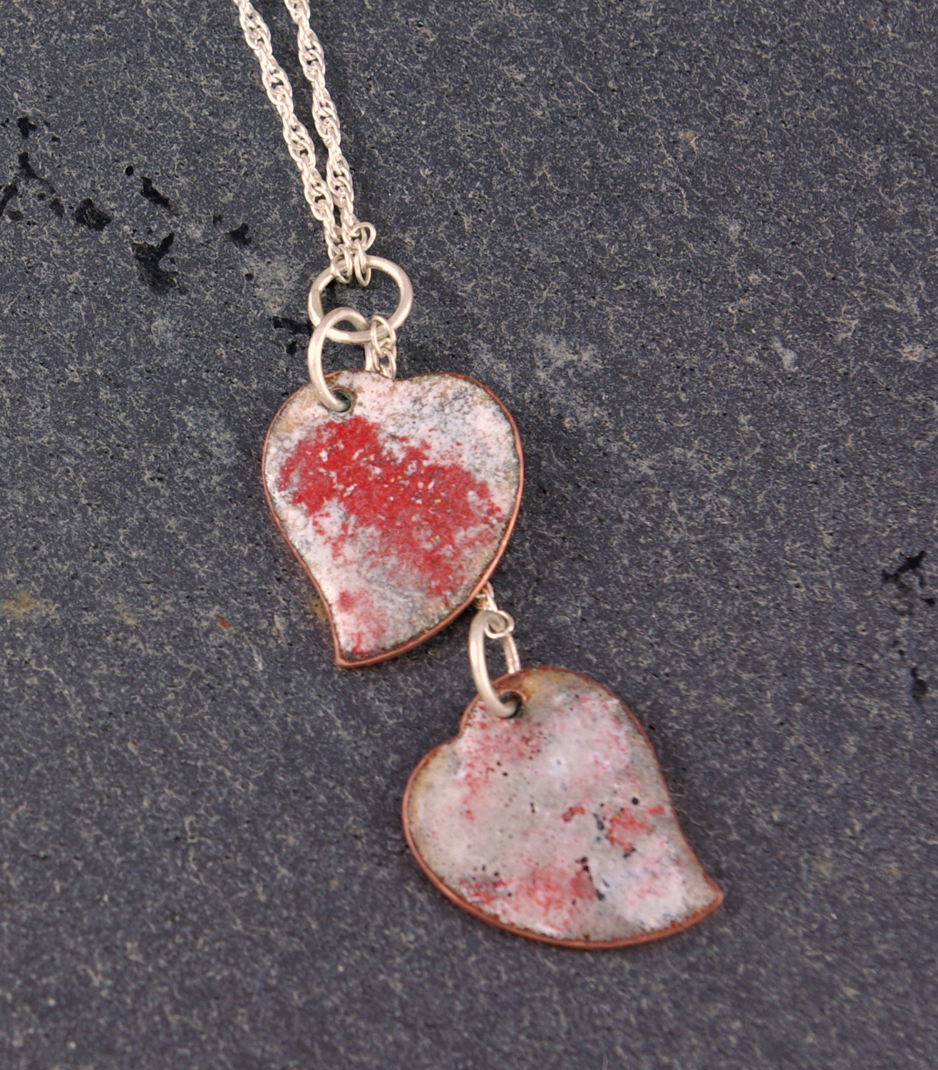 enamel on copper, sterling silver chain
