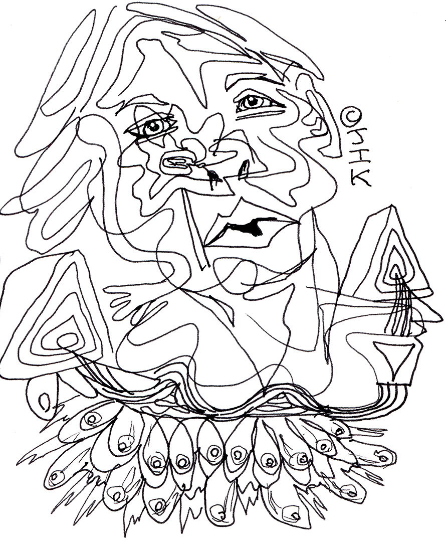 She, ink on paper