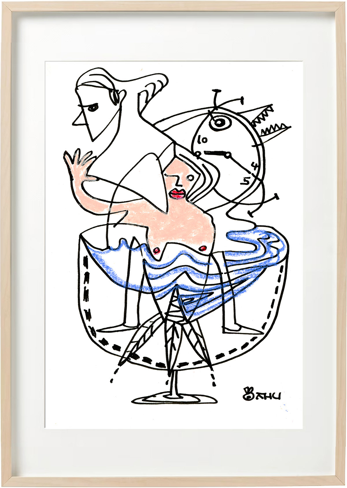 Alcohol of pleasure, oil pastel on paper