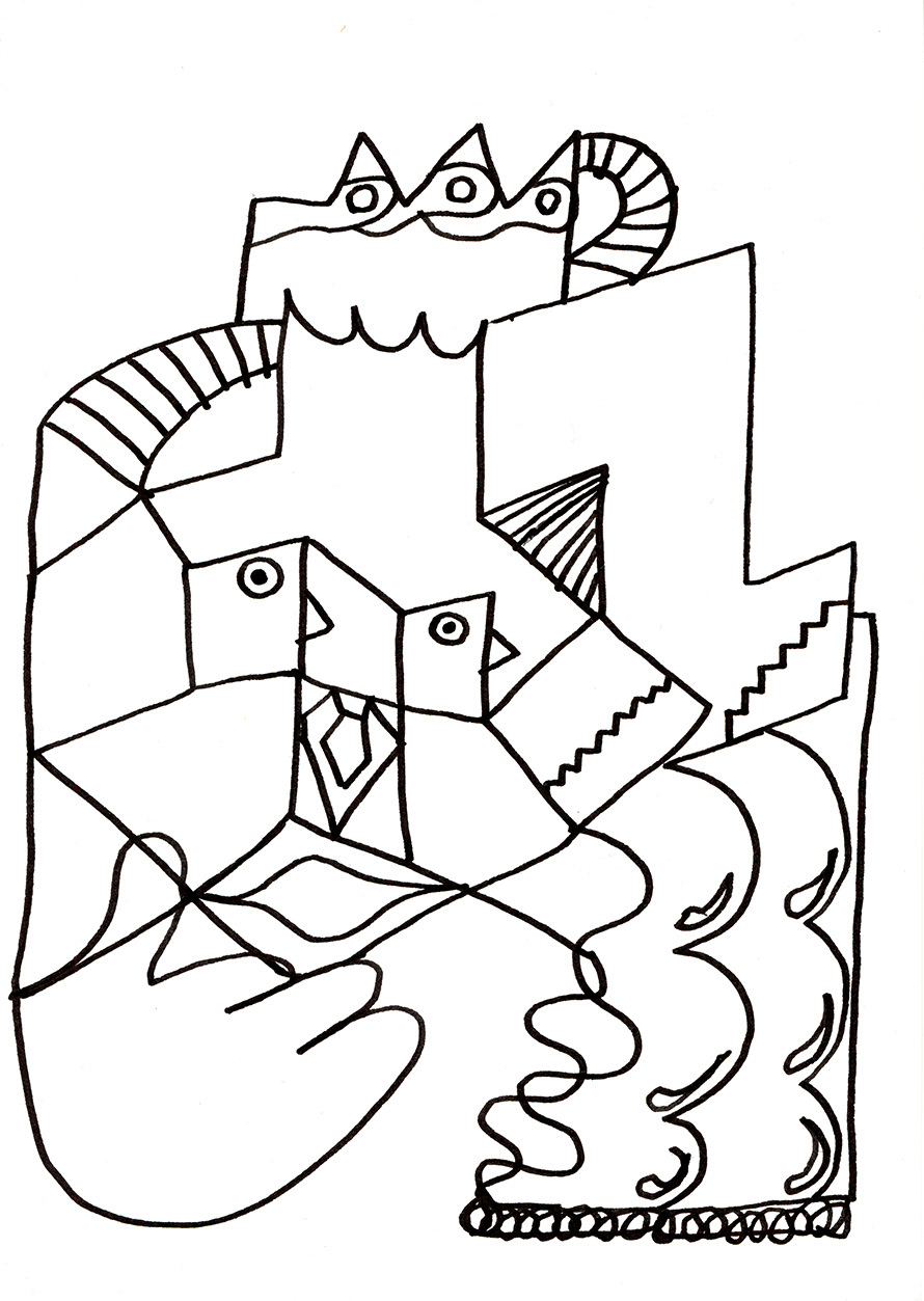 3D space, ink on paper