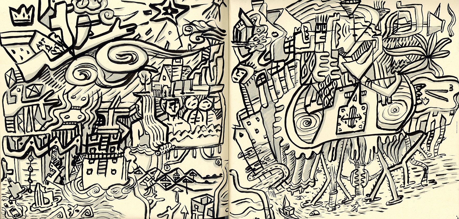 A dizzying world, ink on paper