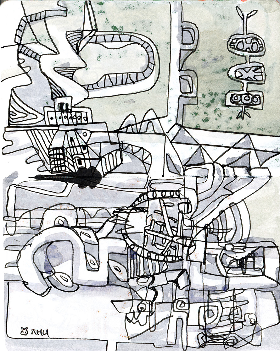 Shattered Memories, ink and brush on paper
