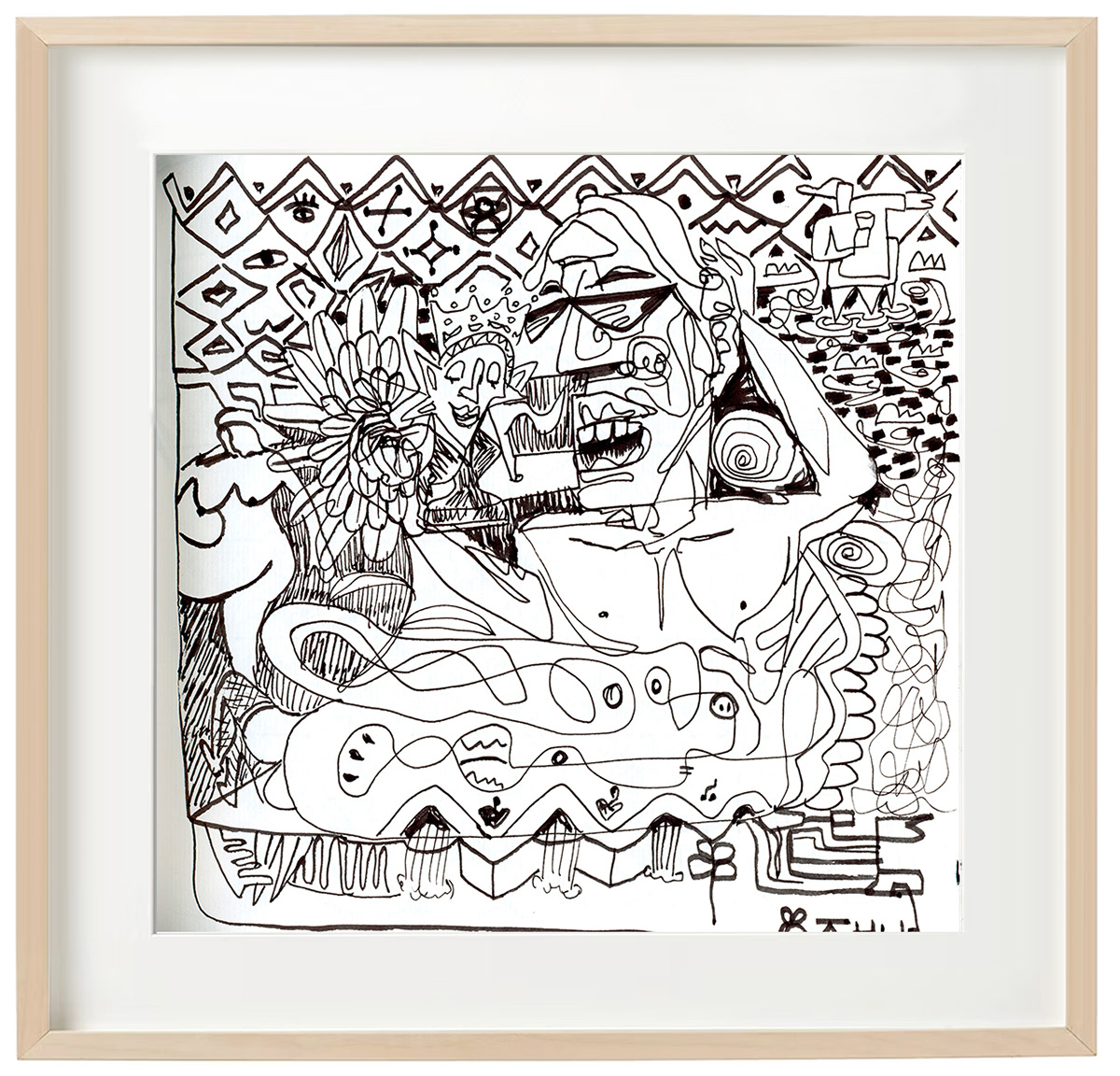 Pink Siesta, ink on paper