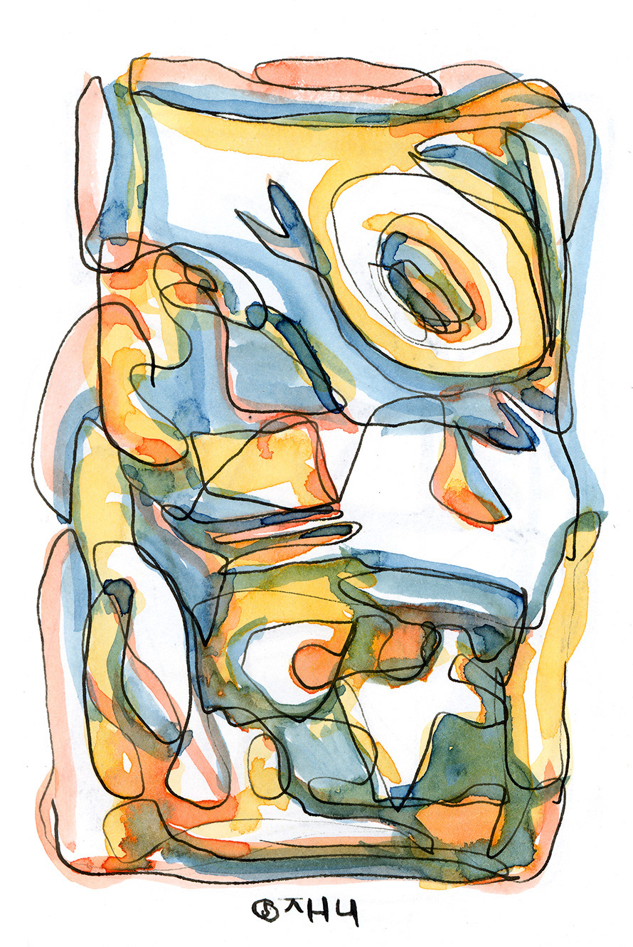 Grouping, ink on paper